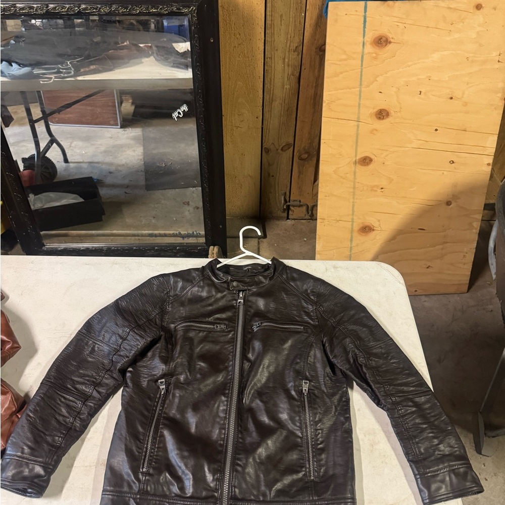 Guess Black Leather Jacket Sleek Design